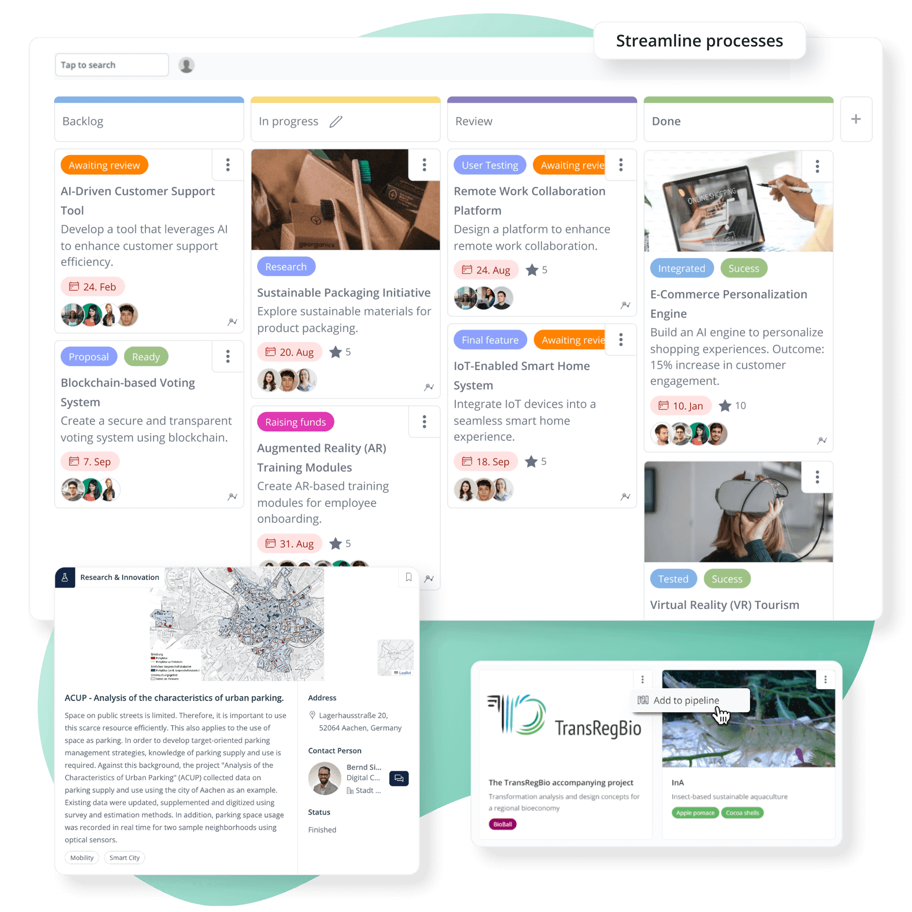 Screenshot des flexiblen Rollenmanagements von LoftOS zur Verwaltung von Zugriffsebenen, Geschwindigkeits- und Gruppenfunktionen zur effektiven Vernetzung von Menschen innerhalb eines offenen Innovations-Ökosystems