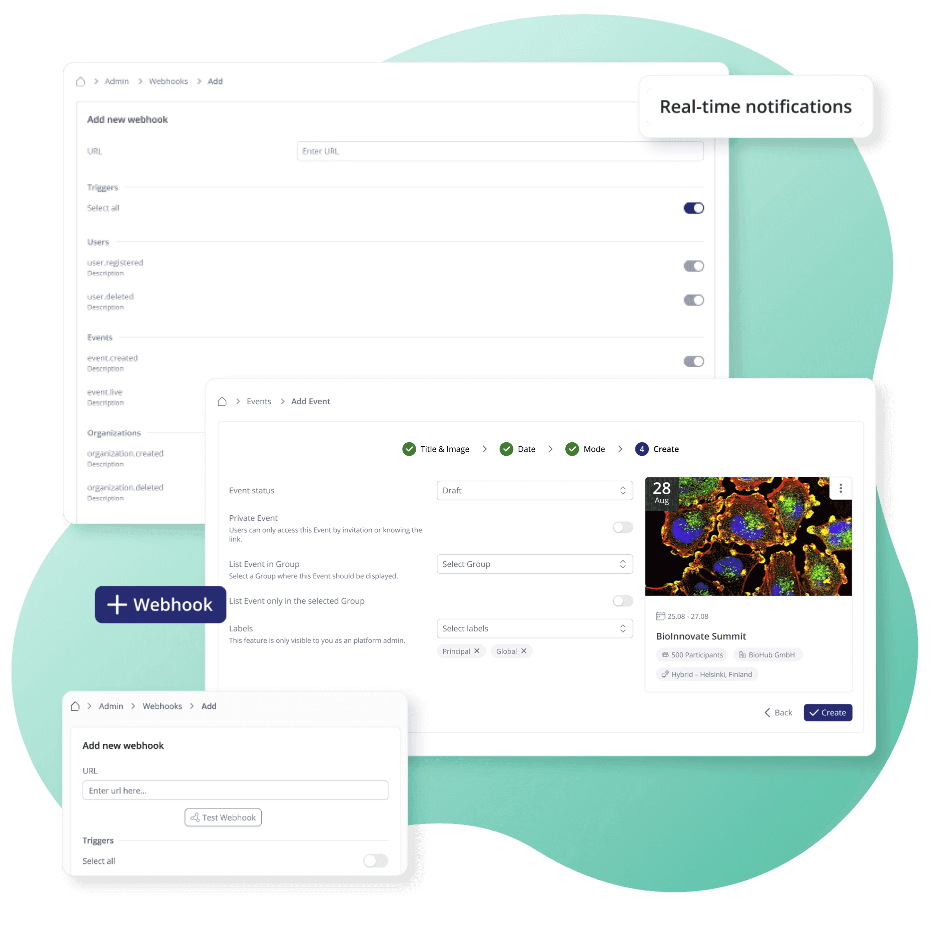 Screenshot of Webhooks to interconnect your existing tools with your customer success platform