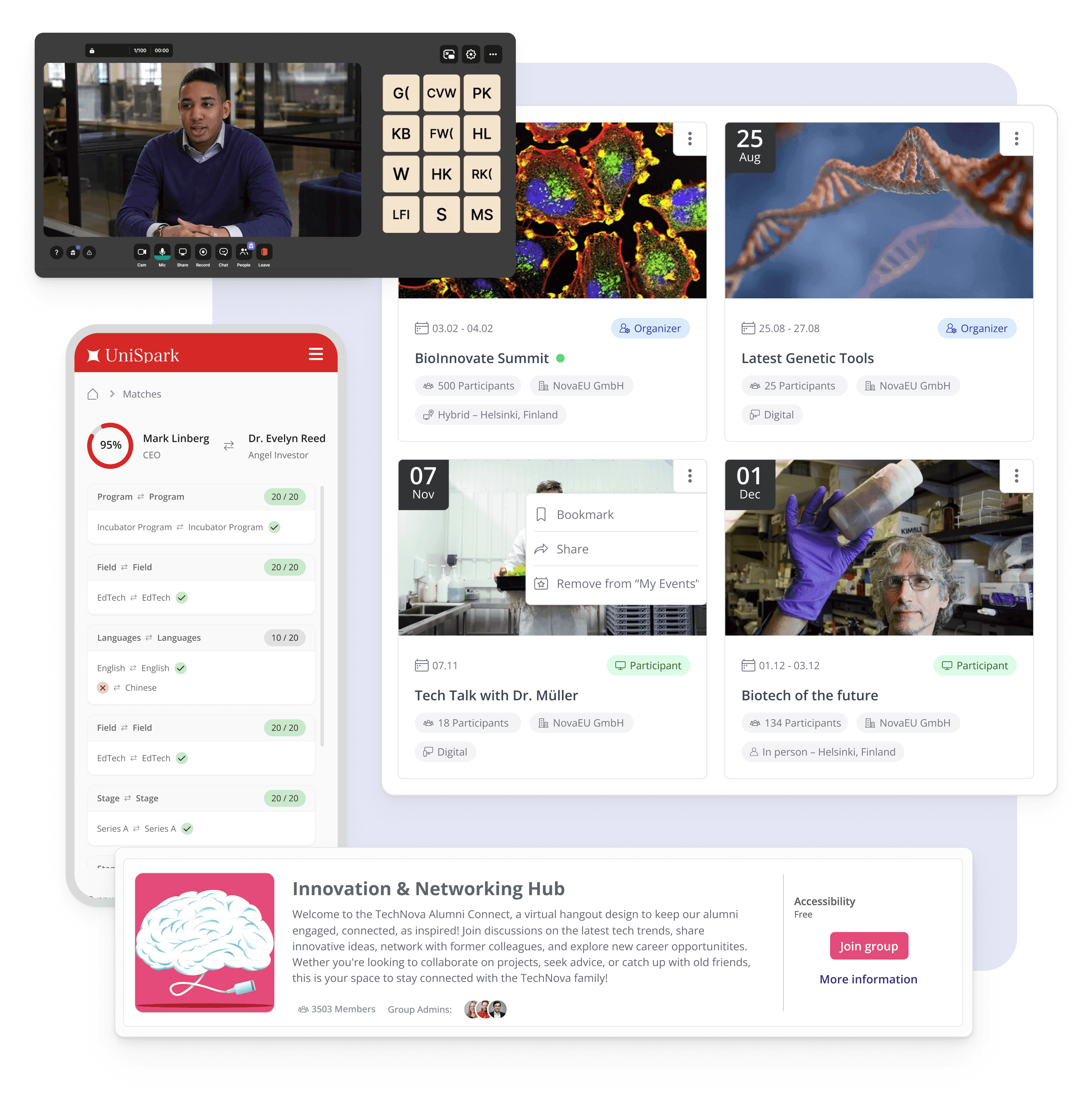 LoftOS community platform with member networking, groups, and event tools in use